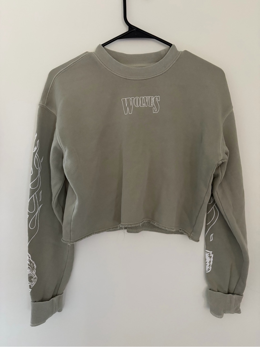 Darc Sport Wolves Cropped Crewneck Sweatshirt - Sage Green